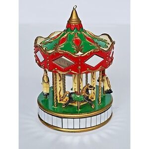 Vtg 1991 Noma Mirror Carousel 4 Horses Merry-Go-Round Ornament Figurine M1026